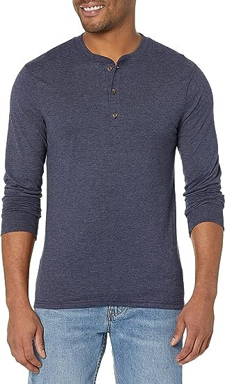Men's Long Sleeve Cotton Henley Tees