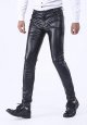 Men's Business Slim Fit Five Pockets Faux Leather Pants Jeans